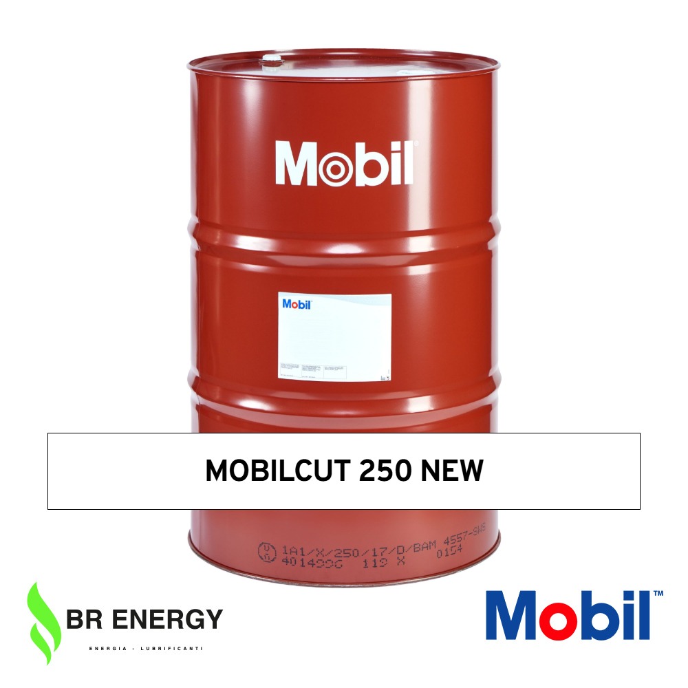 Mobilcut 250 NEW in fusto Mobil, fluido da taglio in microemulsione, in particolare per l'alluminio