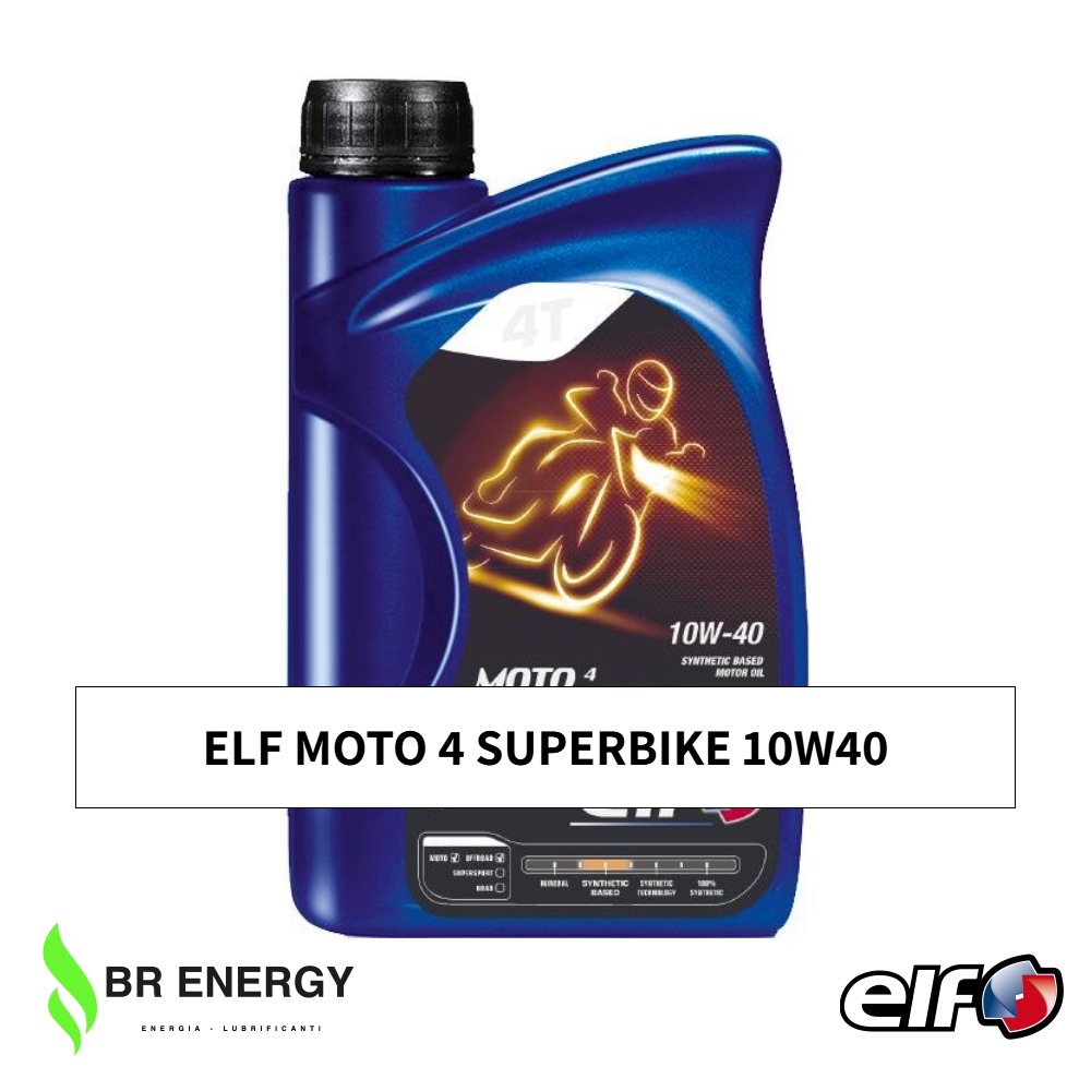 ELF Moto 4 Superbike 10W40 in flacone ELF, lubrificante motore 4-tempi