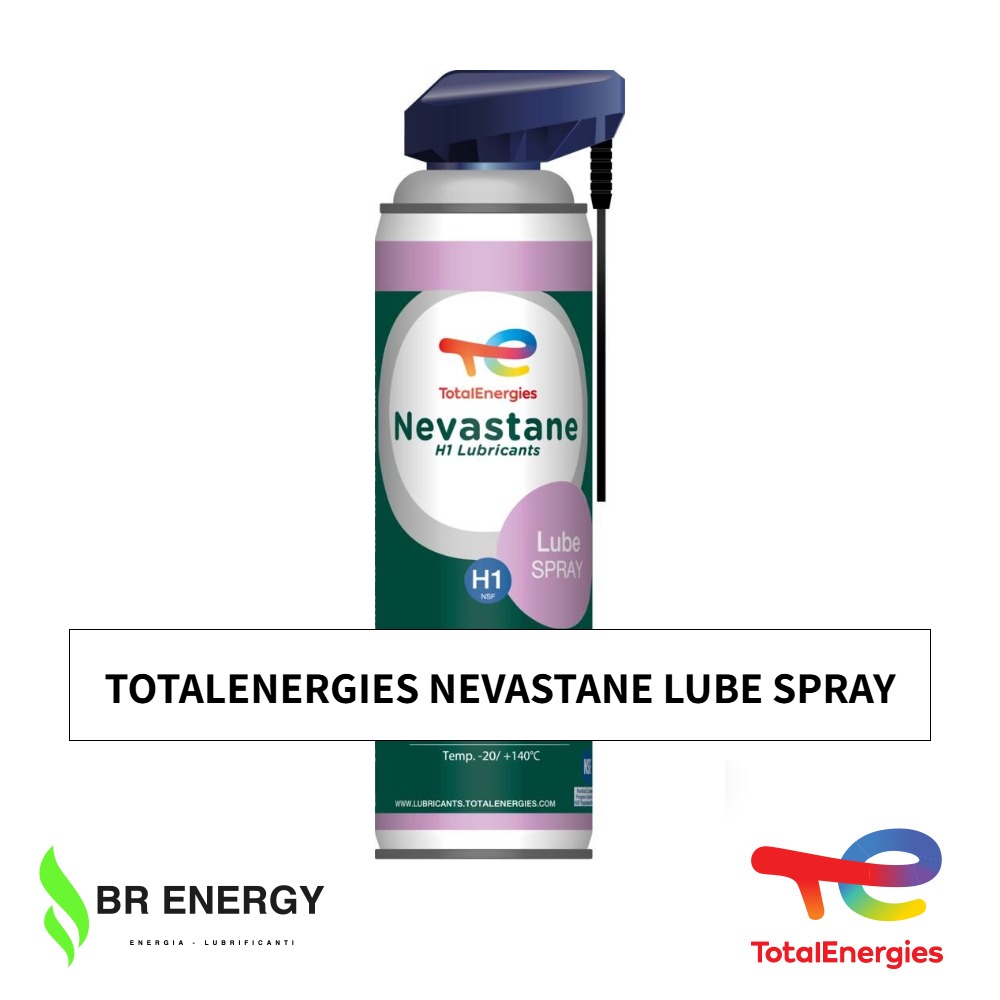 TotalEnergies Nevastane Lube Spray in bomboletta spray TotalEnergies, olio adesivo multiuso in spray, certificato NSF-H1