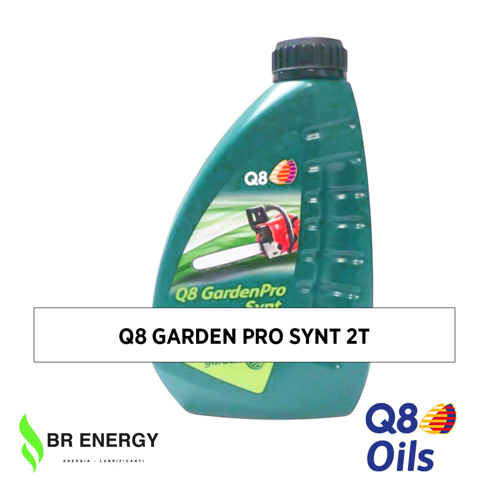 Q8 Garden Pro Synt 2T in flacone Q8Oils, olio sintetico per motori 2 tempi professionali da giardino