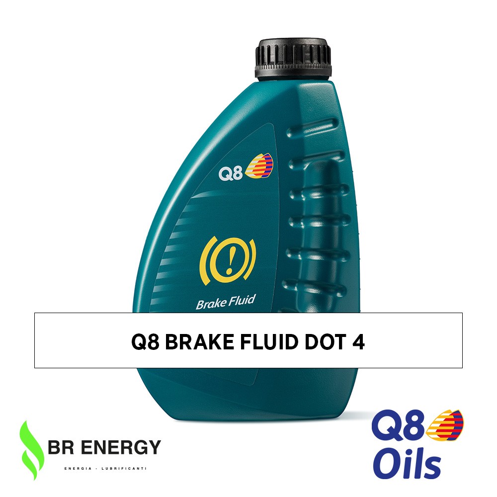 Q8 Brake Fluid DOT 4 in flacone Q8Oils, liquido per impianti frenanti idraulici di tipo DOT 4