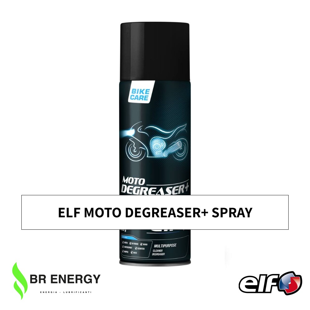 ELF MOTO DEGREASER+ SPRAY in bomboletta spray ELF, sgrassatore detergente in aerosol per moto