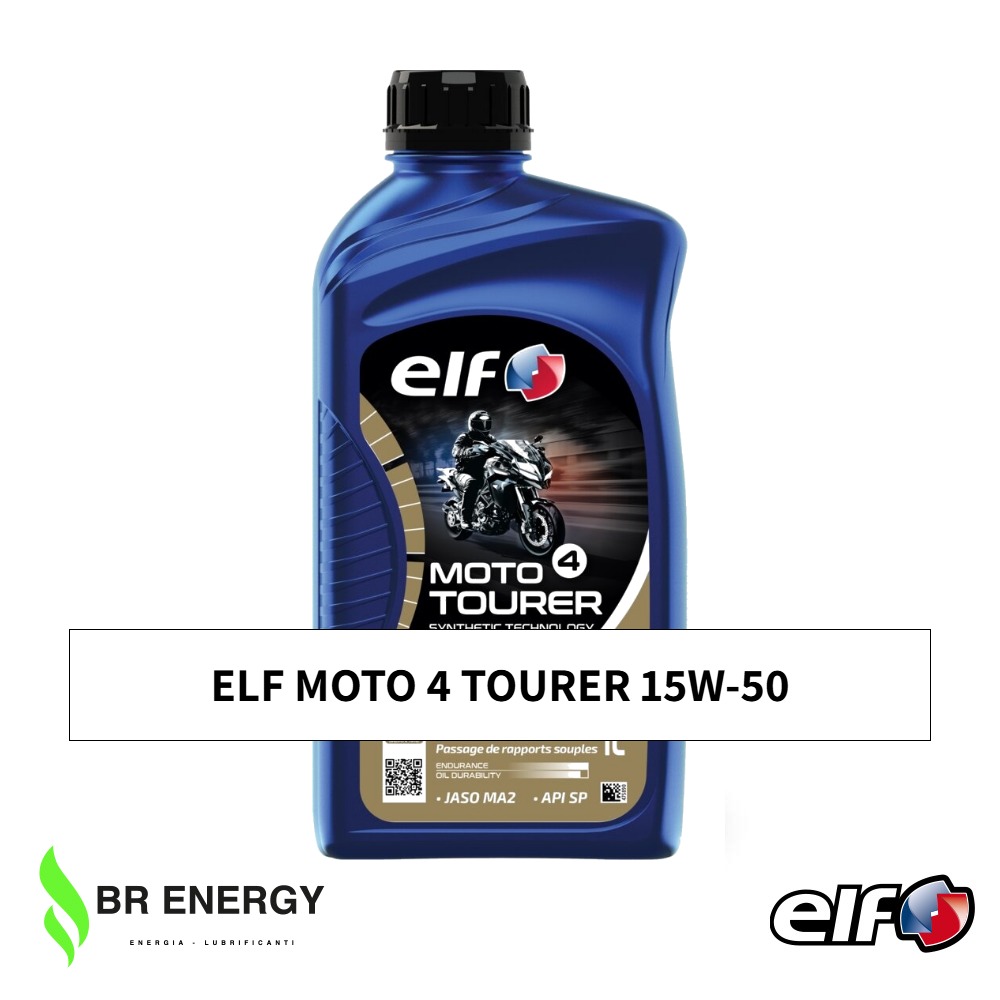 ELF Moto 4 Tourer 15W-50 in flacone ELF, olio motore a tecnologia sintetica per moto 4 tempi da turismo