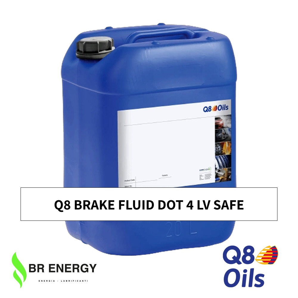 Q8 Brake Fluid DOT 4 LV Safe in secchio Q8Oils, fluido freni DOT 4 LV per impianti frenanti e frizioni idrauliche